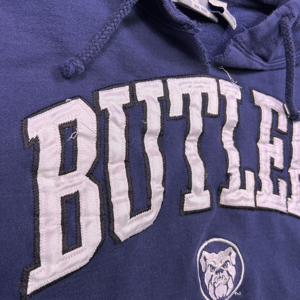 J America Butler Bulldogs Mens Large Navy Blue Hooded Sweatshirt Hoodie‎ - Picture 8 of 9